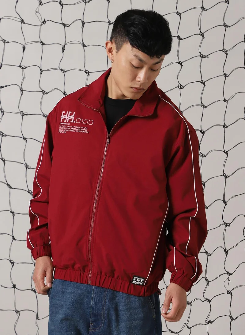 هوبرهولمي جاكيت رجالي أحمر بوليستر مطبوع مقاس كبير